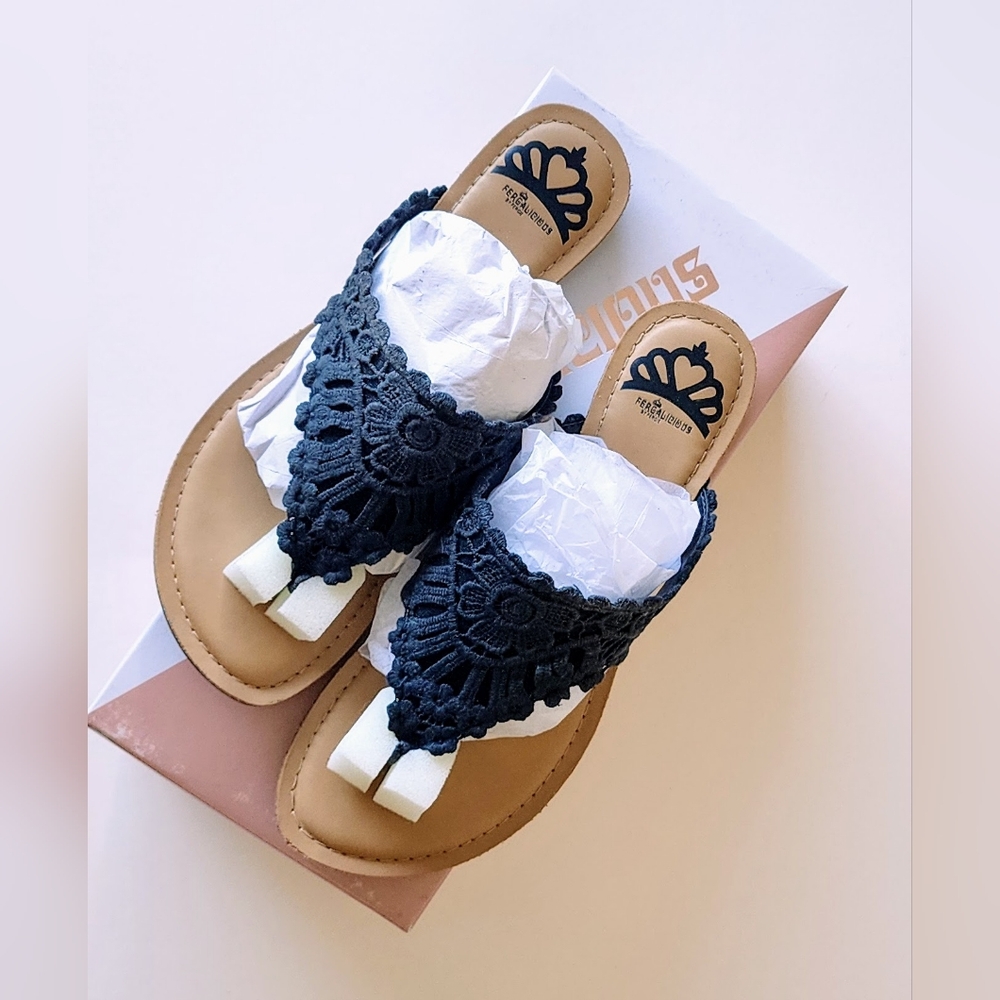 Fergalicious Black Crochet Sandals